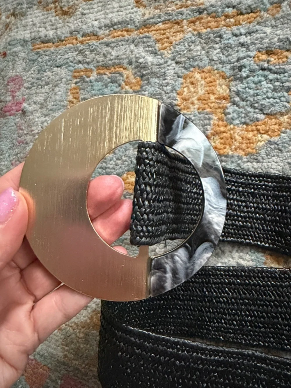 august + delilah Alexa Woven Stretch Belt in Black